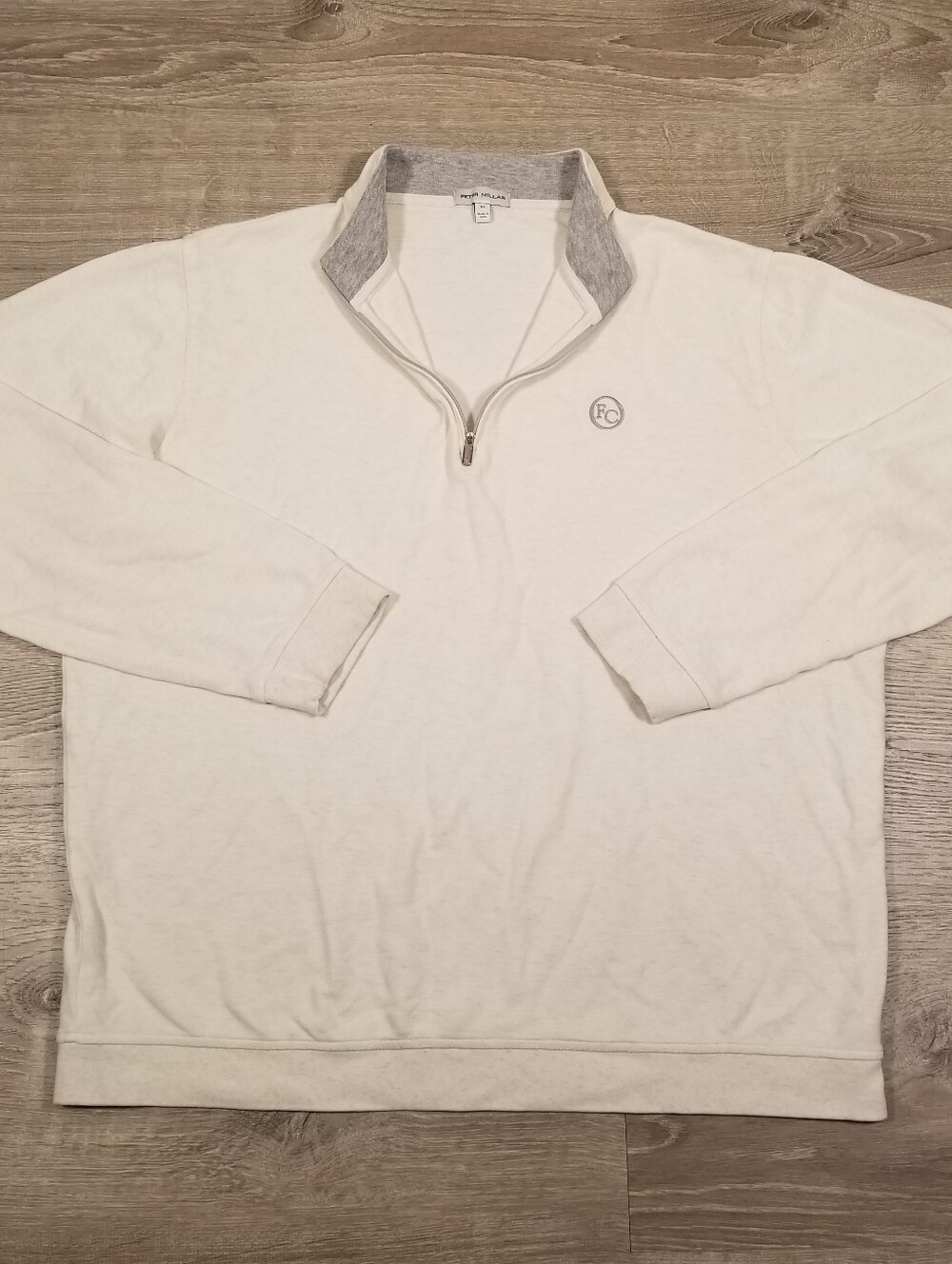 Peter Millar Quarter Zip Pullover Mens XL Almond White Performance Stretch Golf